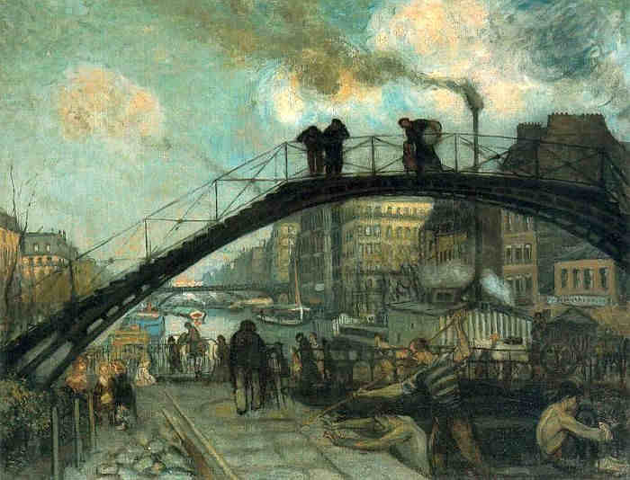 Bateliers sur le  canal St-Martin par Joaquin Sunyer i de Miro 