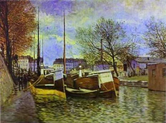 P&eacute;niches au  canal St-Martin par  Alfred Sisley