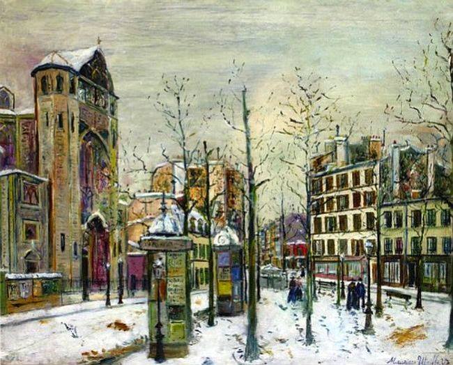 utrillo place des Abbesses sous la neige