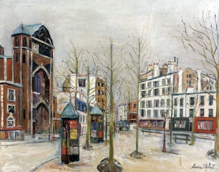 utrillo place des Abbesses sous la neige