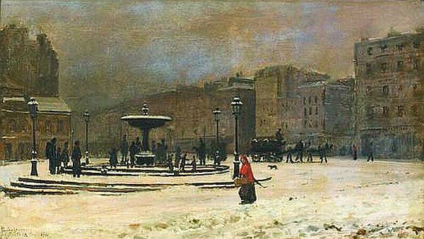 Place Pigalle  sous la  neige par  Giuseppe Castiglione