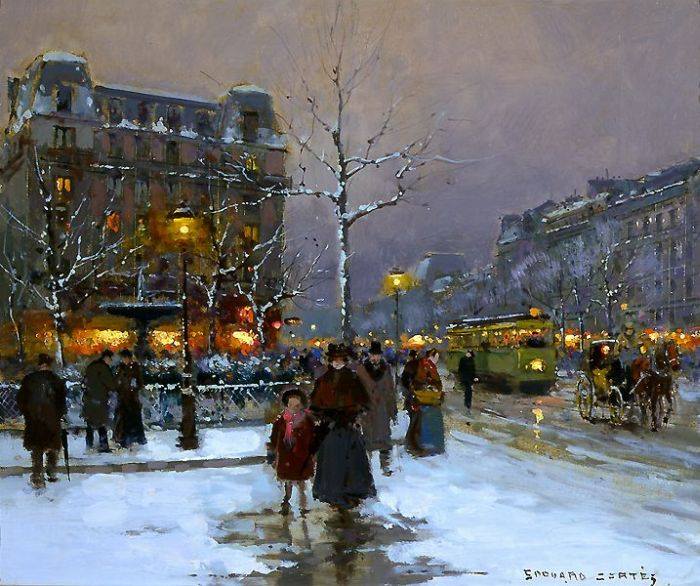 Place Pigalle en hiver par Edouard L&eacute;on Cort&egrave;s