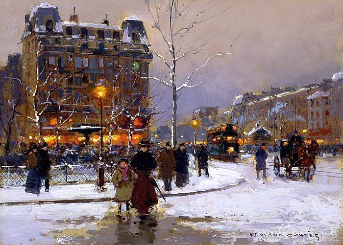 Place Pigalle en hiver par Edouard L&eacute;on Cort&egrave;s