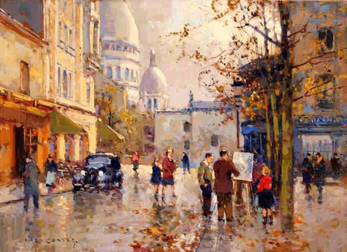 Place du Tertre &agrave; l'automne par Edouard L&eacute;on Cort&egrave;s