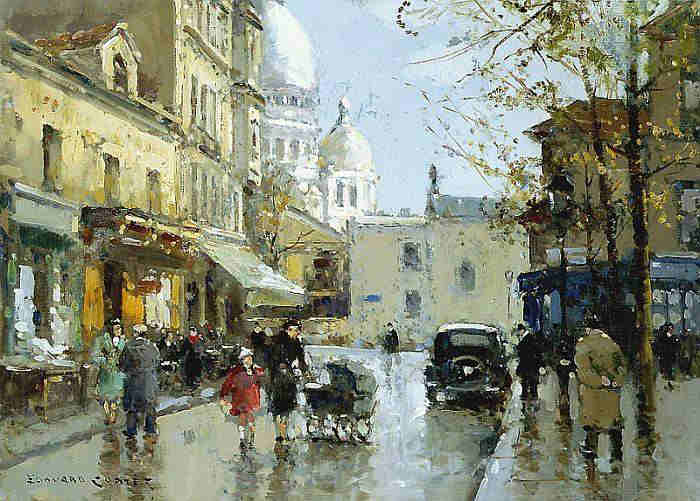 Place du Tertre sous  la pluie par Edouard L&eacute;on Cort&egrave;s