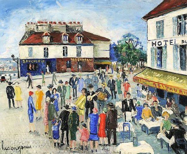 Place du Tertre anim&eacute;e par Lucien G&eacute;nin