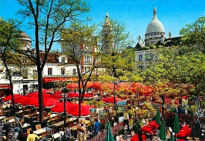 place du Tertre &agrave; Montmartre ann&eacute;es 1960