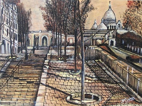 Escalier de la Butte, rue Foyatier, funiculaire et  Sacr&eacute;-Coeur par  jean-Pierre Sahuc 