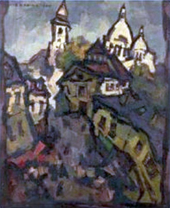 Vue sur Montmartre et le  Sacr&eacute; Coeur  par Oscar Rabin