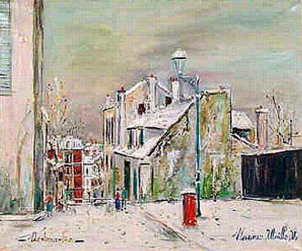 La maison de Mimi Pinson sous la neige par Maurince Utrillo