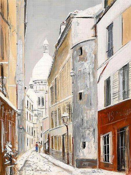Rue Sainte-Rustique et Sacr&eacute; Coeur par Maurice Utrillo