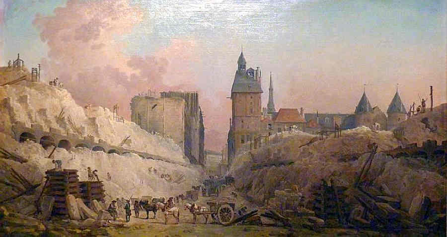 La Conciergerie en 1788, lors de la d&eacute;molition des maisons au Pont-aux -Change