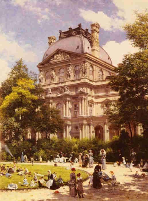 Jardins du Carrousel et pavillon Richelieu par Louis B&eacute;roud