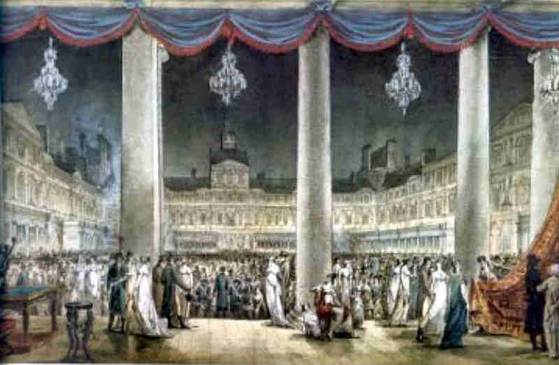 Exposition dans la cour Carr&eacute;e du Louvre en 1801