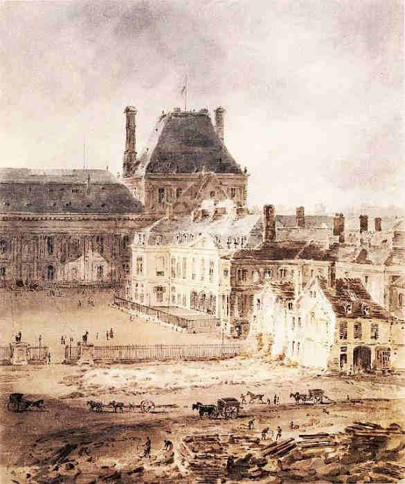 Une partie des Tuileries et le Louvre par Thomas Girtin