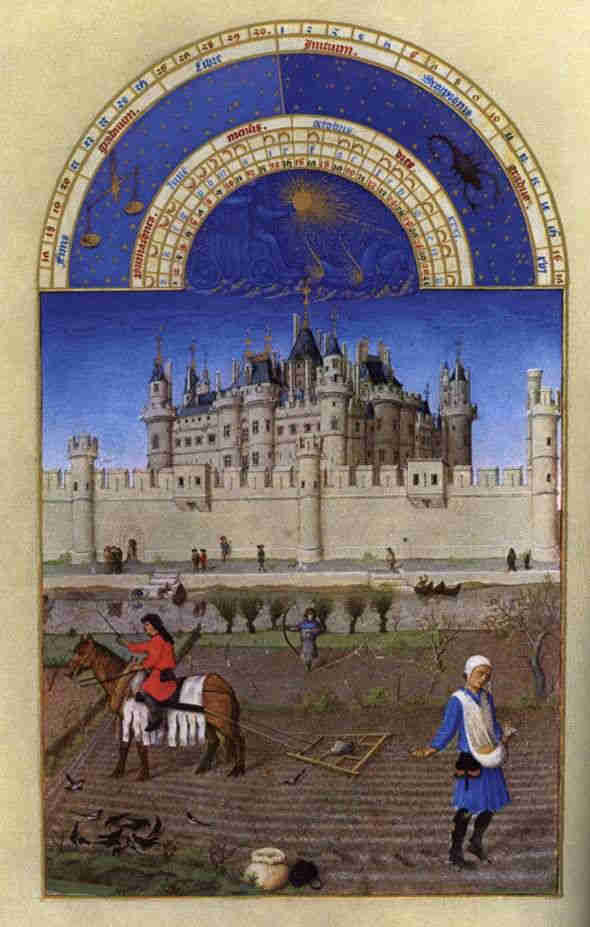 Louvre au 15e siecle, riches heures duc Berry.