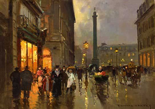 Rue de la Paix et place Vendome par Edouard L&eacute;on Cortes