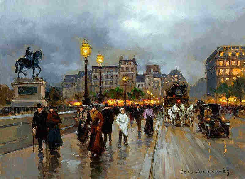 Le Pont Neuf  par jour de  pluie par Edouard L&eacute;on Cort&egrave;s