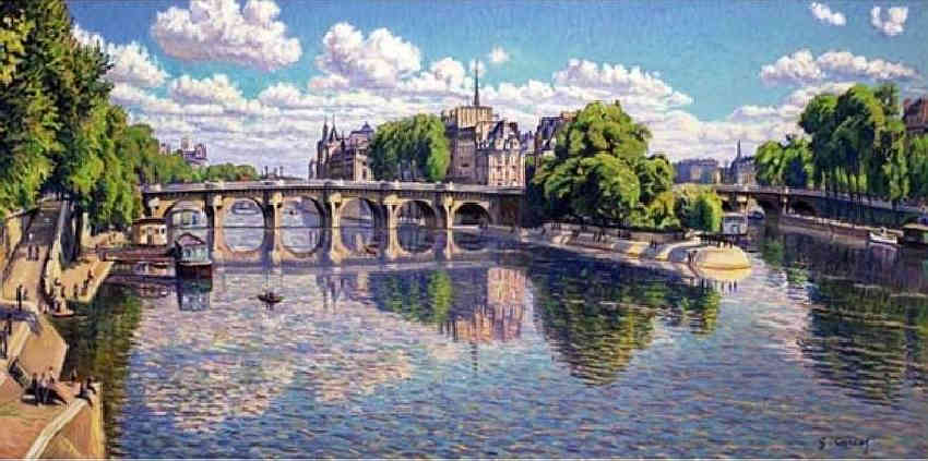 Le Pont Neuf  entre 14h et 15h par Gustave  Cariot