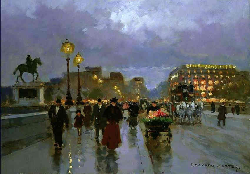 Le Pont Neuf &agrave; la tomb&eacute;e de la nuit par Edouard L&eacute;on Cort&egrave;s
