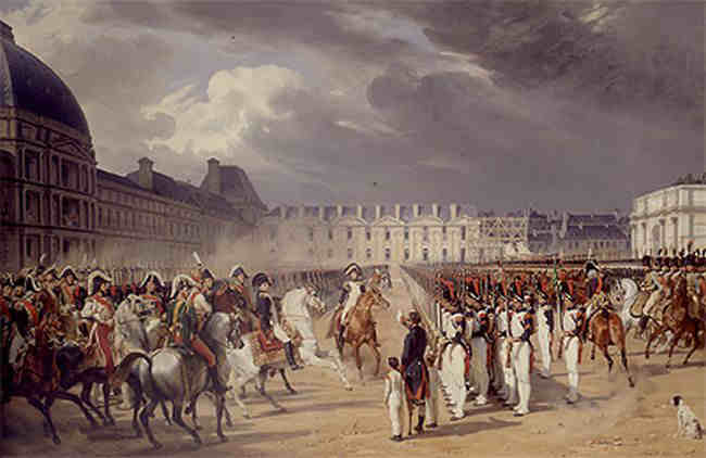 Invalides d&eacute;livrant uen p&eacute;tition &agrave; Napol&eacute;on devant le palais des Tuileries