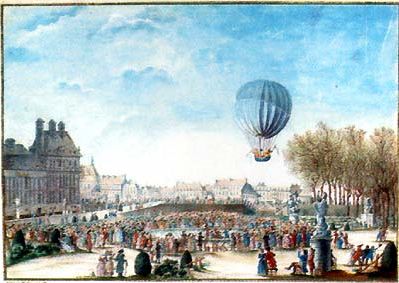 Montgolfi&egrave;re aux Tuileries en 1783
