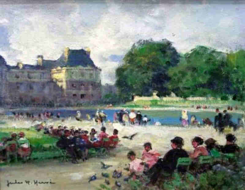 dimanche  au jardin des Tuileries  par Jules ren&eacute; Herv&eacute;