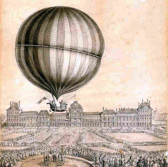 Montgolfi&egrave;re aux Tuileries en 1783