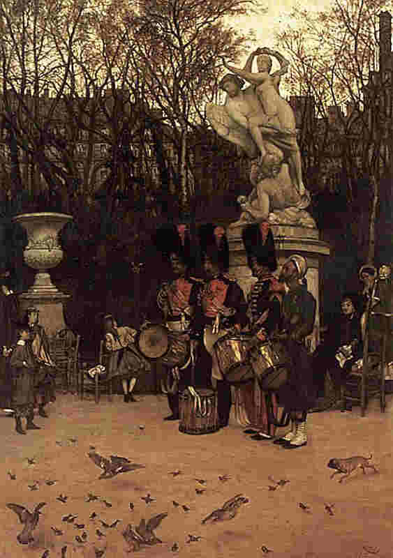 Soldats battant la retraite aux Tuileries par Jacques Joseph Tissot