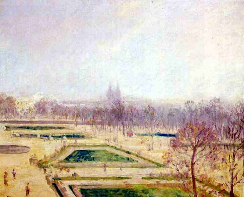 Jardin des Tuileries dans la brume  par Camille Pissaro 