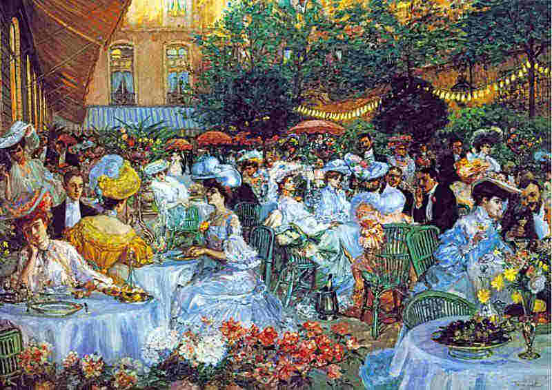 Repas dans les jardins de l'h&ocirc;tel Ritz par Pierre Georges jeanniot