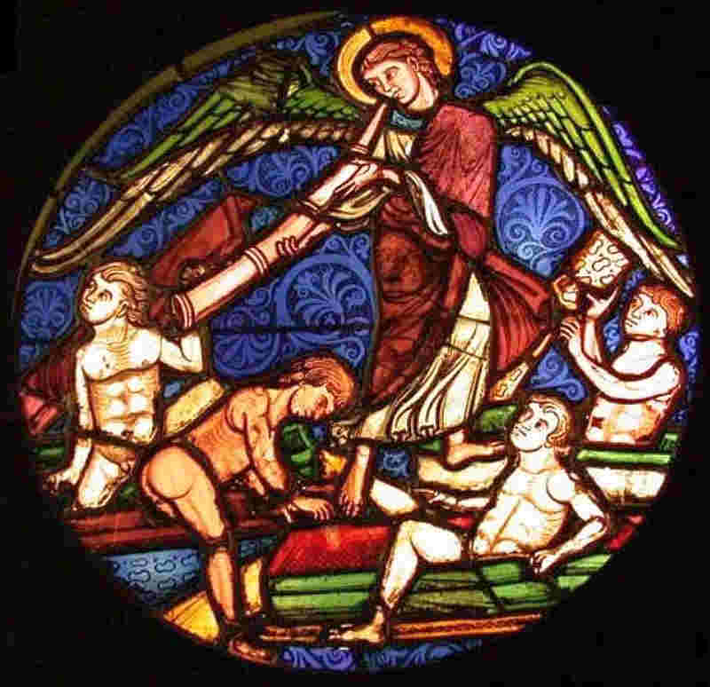 R&eacute;surrection des morts, vitrailVerri&egrave;res de la Chapelle Haute de la Sainte Chapelle Paris