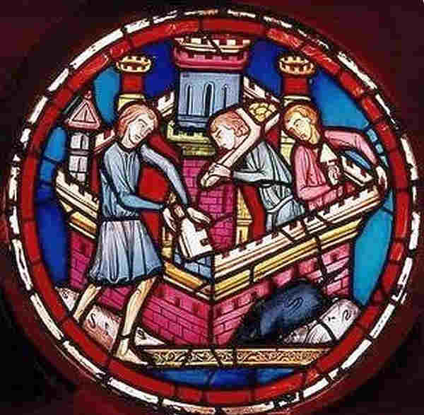 la tour de Babel,  vitrailVerri&egrave;res de la Chapelle Haute de la Sainte Chapelle Paris