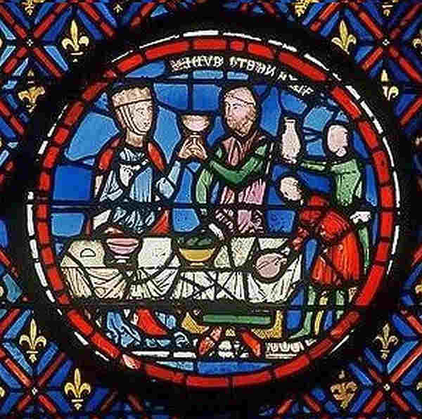 Repas du roi, vitrail  vitrailVerri&egrave;res de la Chapelle Haute de la Sainte Chapelle Paris