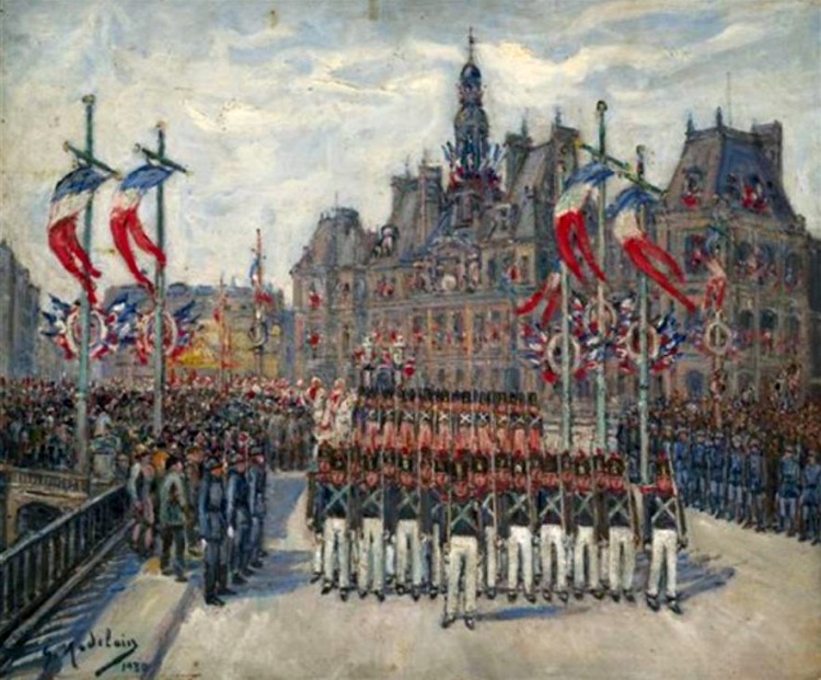 défilé 14 juillet 1930 hitel de ville, pont d'Arcole par Gustave Madelain