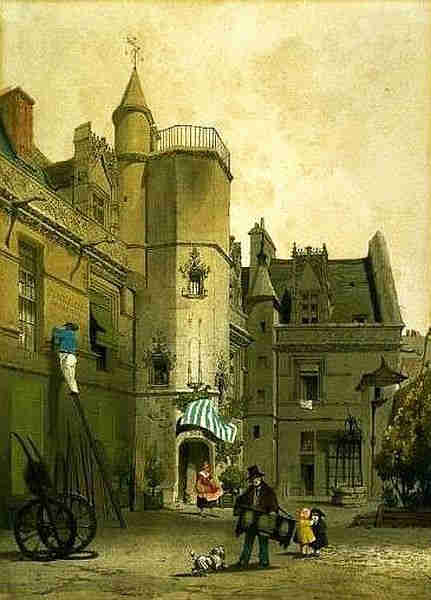 L'H&ocirc;tel de Cluny en 1839 par Thomas Shotter Boys