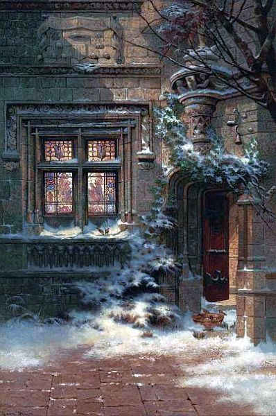 Hôtel de Cluny par uen matinée de Noël par Edwin Deakin Crocker