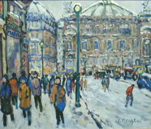 L'Op&eacute;ra granier, &agrave; Paris, sous la neige, par Charles Maille