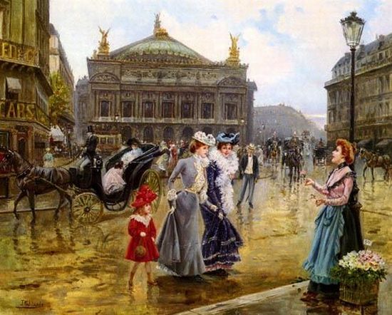 Marchande de fleurs place de l'Op&eacute;ra par Joaquin Pallar&egrave;s y Allustante