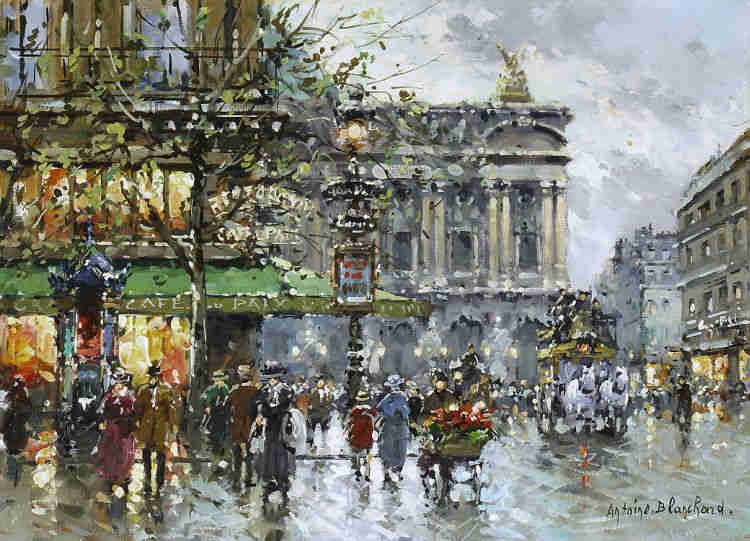 Caf&eacute; de la Paix et place de l'Op&eacute;ra &agrave; Paris,  par Antoine Blanchard