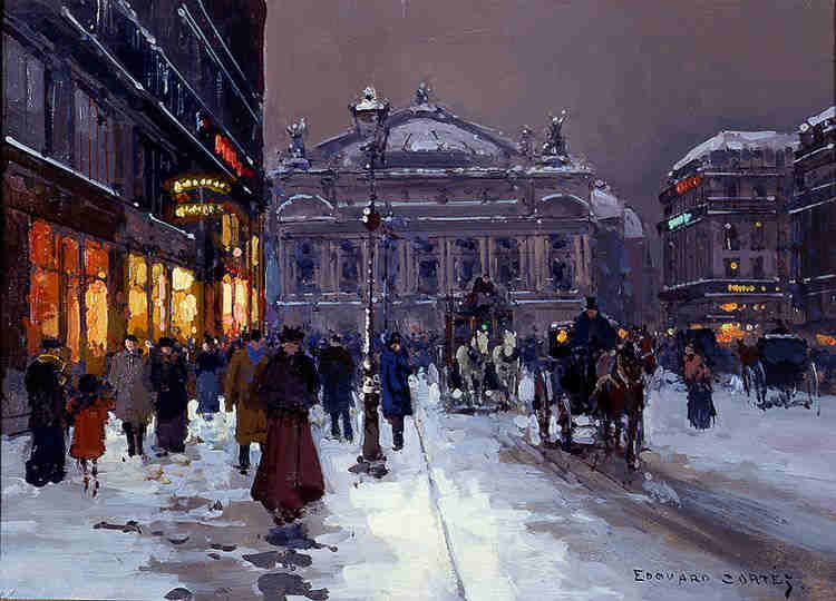  place de l'Op&eacute;ra en hiver  par Edouard L&eacute;on Cort&egrave;s