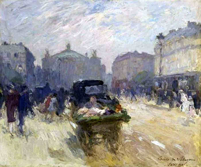 Place de l'Op&eacute;ra &agrave; Paris par Louis Marie de Schryver