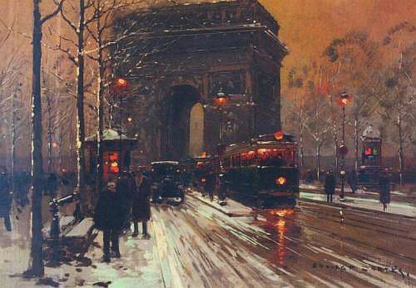 l'Arc de Triomphe en hiver  par Edouard L&eacute;on Cort&egrave;s 