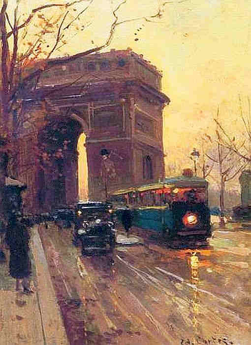 l'Arc de Triomphe par un jour de pluie par Edouard L&eacute;on Cort&egrave;s