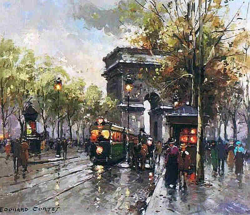 l'Arc de Triomphe par temps de pluie par Edouard L&eacute;on Cort&egrave;s