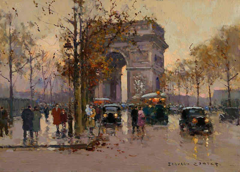 l'Arc de Triomphe par temps de pluie par Edouard L&eacute;on Cort&egrave;s