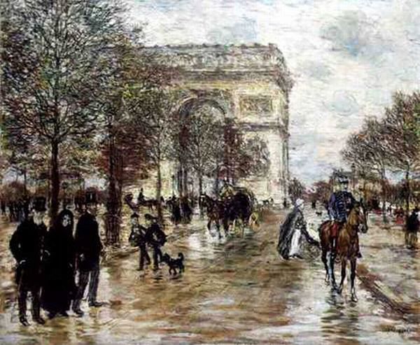 l'Arc de Triomphe et Champs Elys&eacute;es par Jean Fran&ccedil;ois Raffaelli 