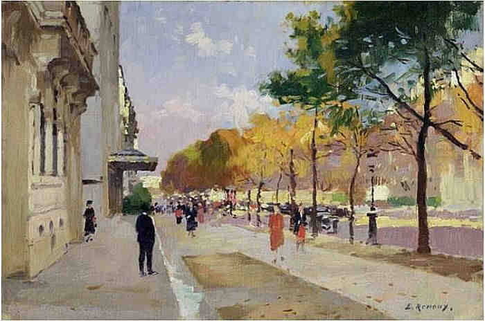 avenue Montaigne &agrave; Paris par Jules Ernest Renoux