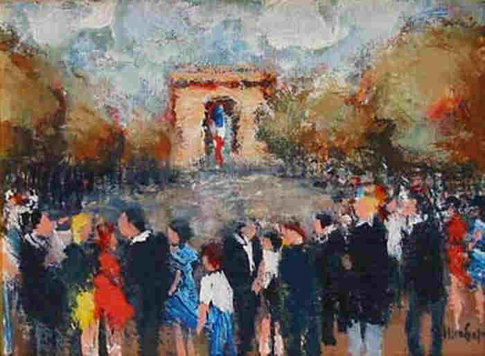 Foule aux  Champs Elys&eacute;es par Urbain Huchet