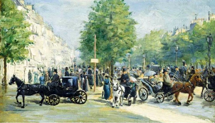  Champs Elys&eacute;es  pr&egrave;s de la place de la Concorde par Edmond George Grandjean